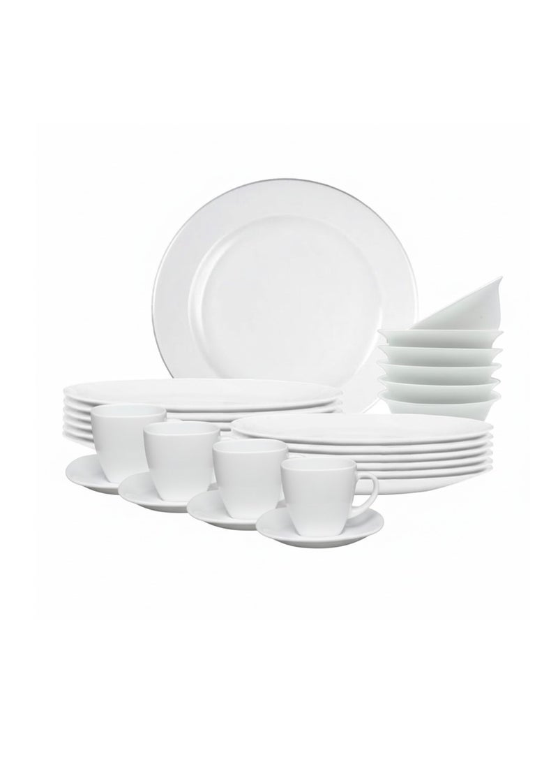 Houzi 20 Pcs Opal ware Dinnerware Set 4 x Dinner plate 4 x Dessert plate 4 x Bowl 4 x Cup 4 x Saucer Serving for 4 People - Image 1