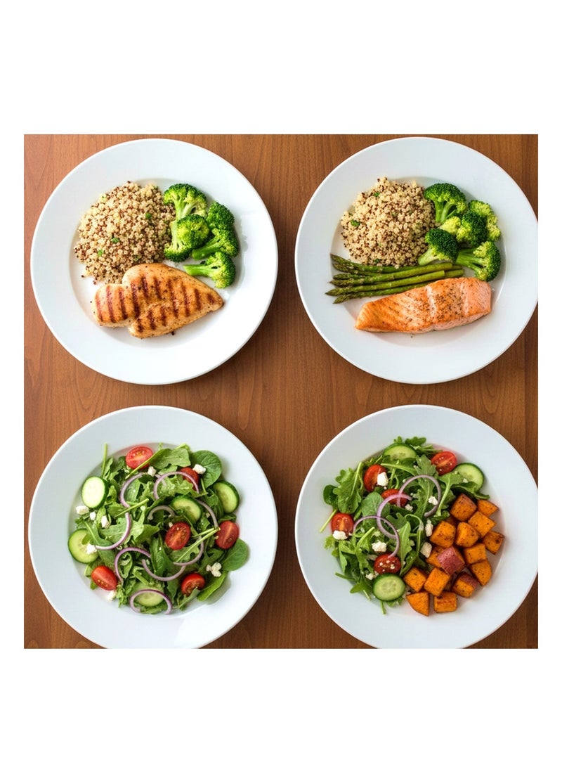 Houzi 20 Pcs Opal ware Dinnerware Set 4 x Dinner plate 4 x Dessert plate 4 x Bowl 4 x Cup 4 x Saucer Serving for 4 People - Image 3