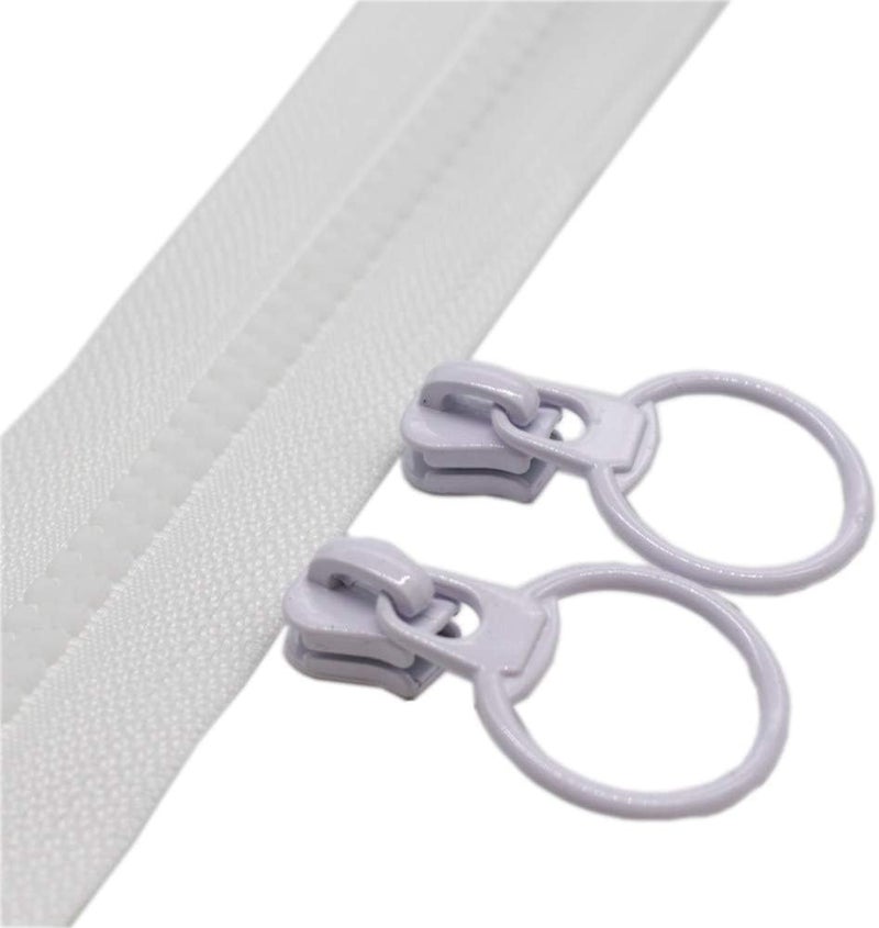 YaHoGa YaHoGa 5 Plastic Zipper by The Yard Bulk White 5 Yards with 10pcs Ring Sliders for DIY Sewing Tailor Crafts Bags Tents White 5 Yards  - Image 2
