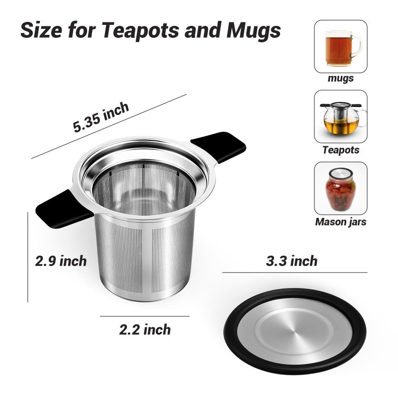 Tifanso Stainless Steel Tea Infuser Steeper Strainer for Loose Leaf Tea, Fine Mesh Reusable Diffusers Ball Bag Filter Holder with Heat Proof Handles for Teapots, Mugs, Cups - Image 2