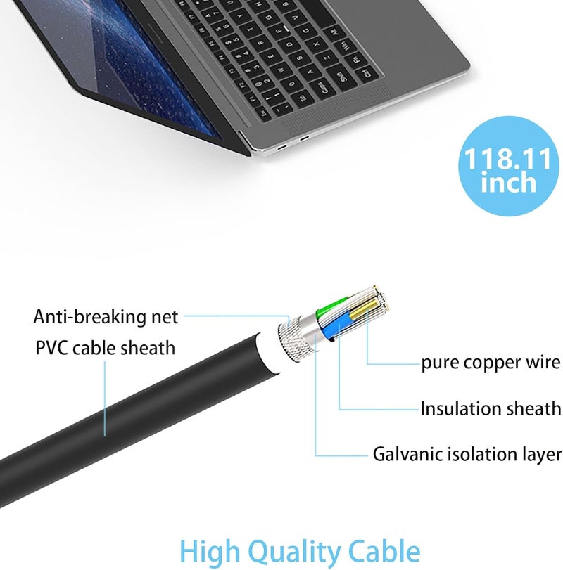 شاحن عالمي بقوة 100 واط من نوع USB-C، شاحن سريع لأجهزة الكمبيوتر المحمولة متوافق مع أجهزة Asus وHP وLenovo ThinkPad وAcer وجميع الأجهزة ذات منفذ Type-C، يشحن أجهزة Type-C بقوة 96 واط، 90 واط، 65 واط، 45 واط، 30 واط. - Image 3