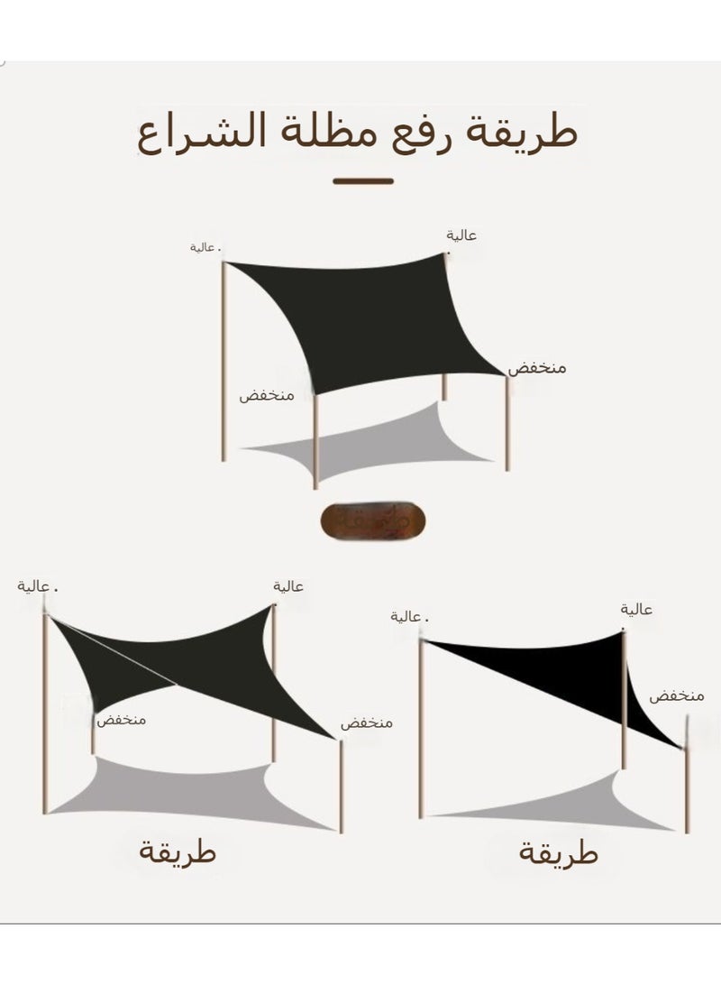 2x2M Khaki Outdoor Sun Shade Tarp – Waterproof, UV Block Heavy Duty, for Balcony, Patio, Garde - Image 4