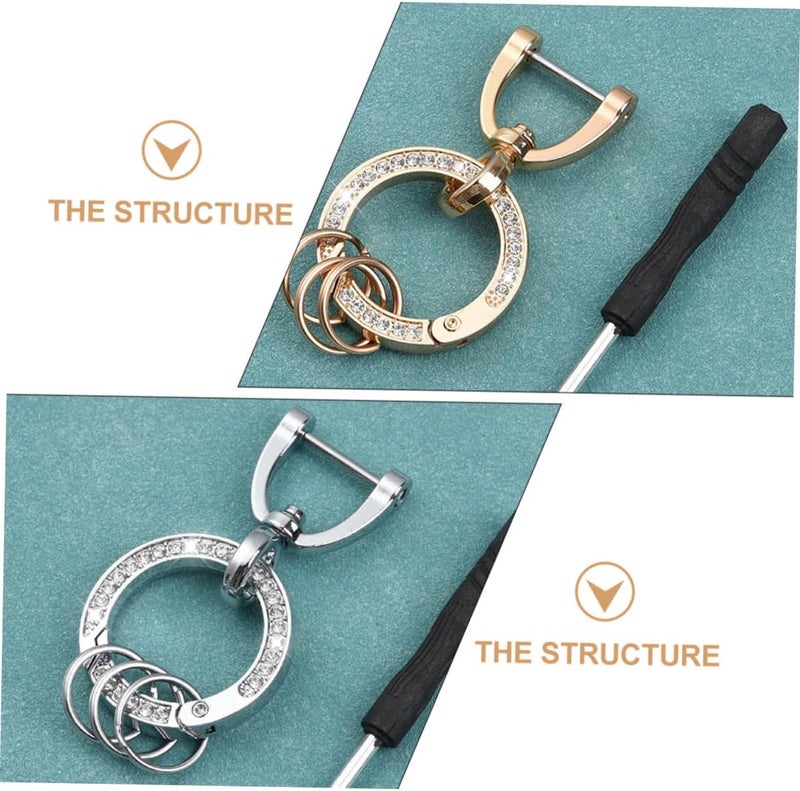Alipis 2 Pcs Rhinestone Keychains for Car Key Rings Zinc Alloy Keychain Decor Stylish Key Holder for Vehicle Accessories - Image 4