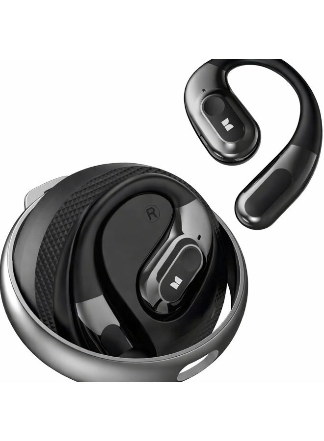 Monster Black Wireless Open Ear Bluetooth Earbuds with Charging Case, Air Conduction Sports Earphones, HD Stereo Sound, Rechargeable Ear Hook Headset with Built-in Mic, Secure Comfortable Fit for Running Gym Cycling Travel Gaming & Daily Use - Image 1