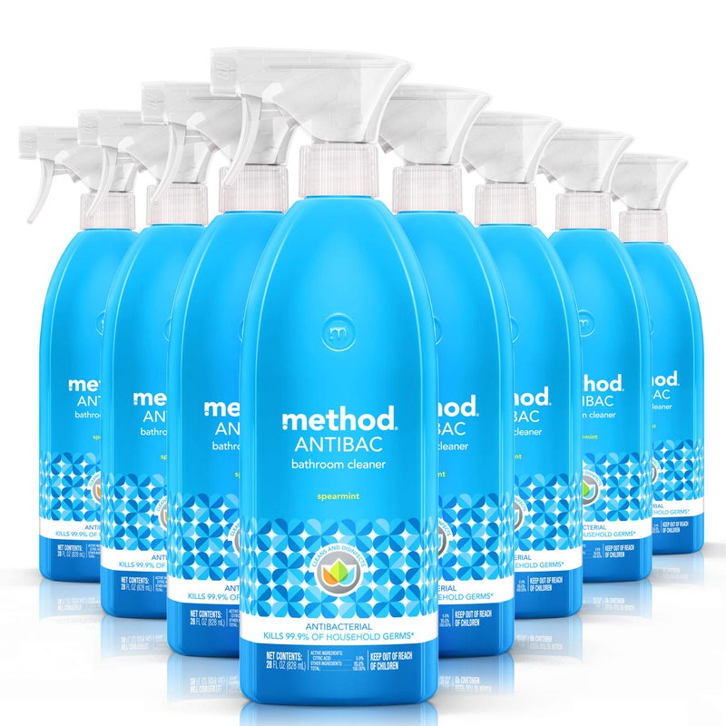Method Antibacterial Bathroom Cleaner, Kills 99.9% of household germs, Spearmint, 28 Fl Oz (Pack of 8) - Image 1