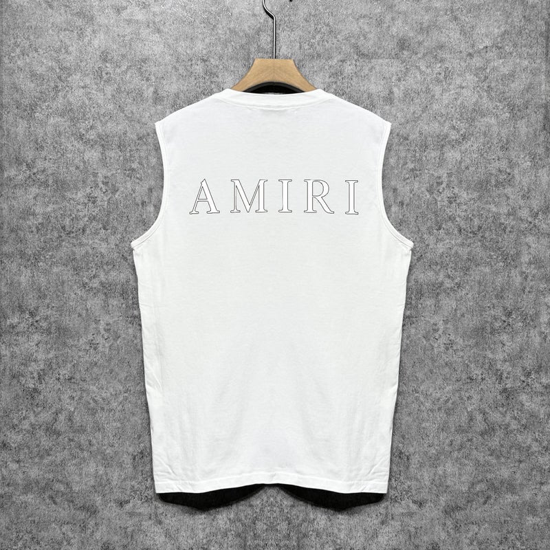 Amiri Trendy Brand Vintage American Washed Printed Waistcoat For Men And Women - Image 1