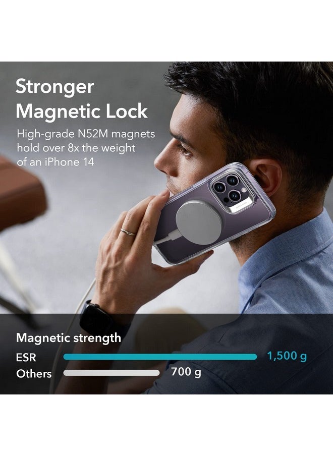 اي اس ار جراب ESR لهاتف iPhone 14 Pro، متوافق مع MagSafe، حامل حلقي للكاميرا قابل للتعديل، ظهر مقاوم للخدش، حماية من الدرجة العسكرية، TPU، غطاء خلفي مغناطيسي كلاسيكي مع مسند، شفاف  - Image 3