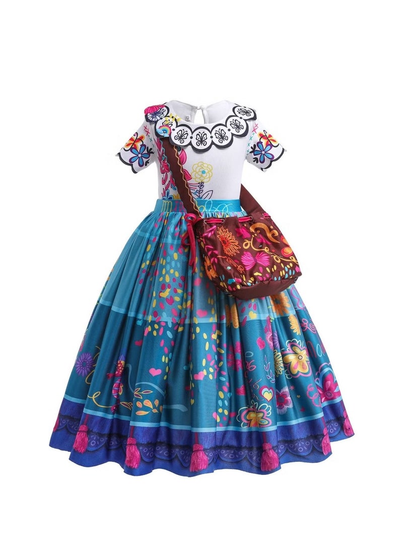 Encanto Girls Princess Mirabelle Costume Dress with Bag Girls Costume from Encanto Animation  - Image 1