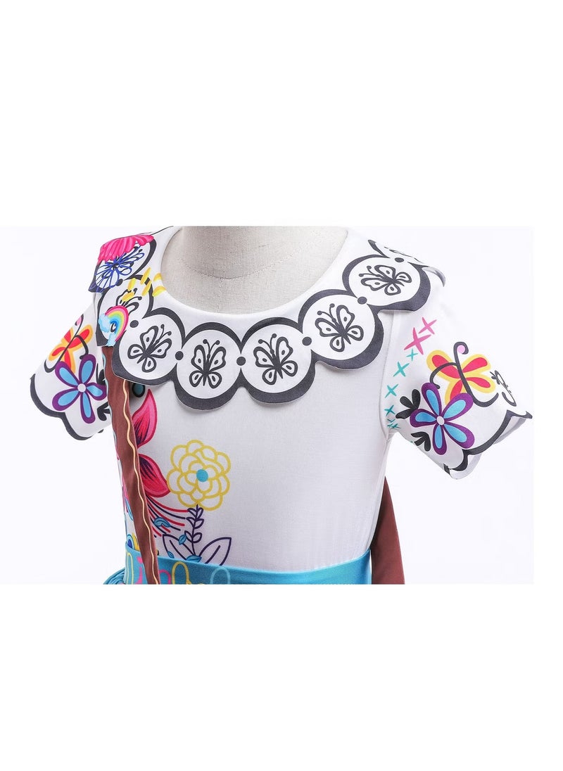 Encanto Girls Princess Mirabelle Costume Dress with Bag Girls Costume from Encanto Animation  - Image 2