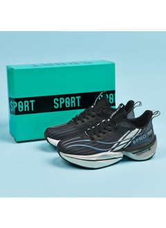Cushioning Carbon Plate Racing Shoes Couples Style Running Sneakers Breathable Lightweight Rubber Outsole Marathon Sports Shoes WD-1980 Black Samurai