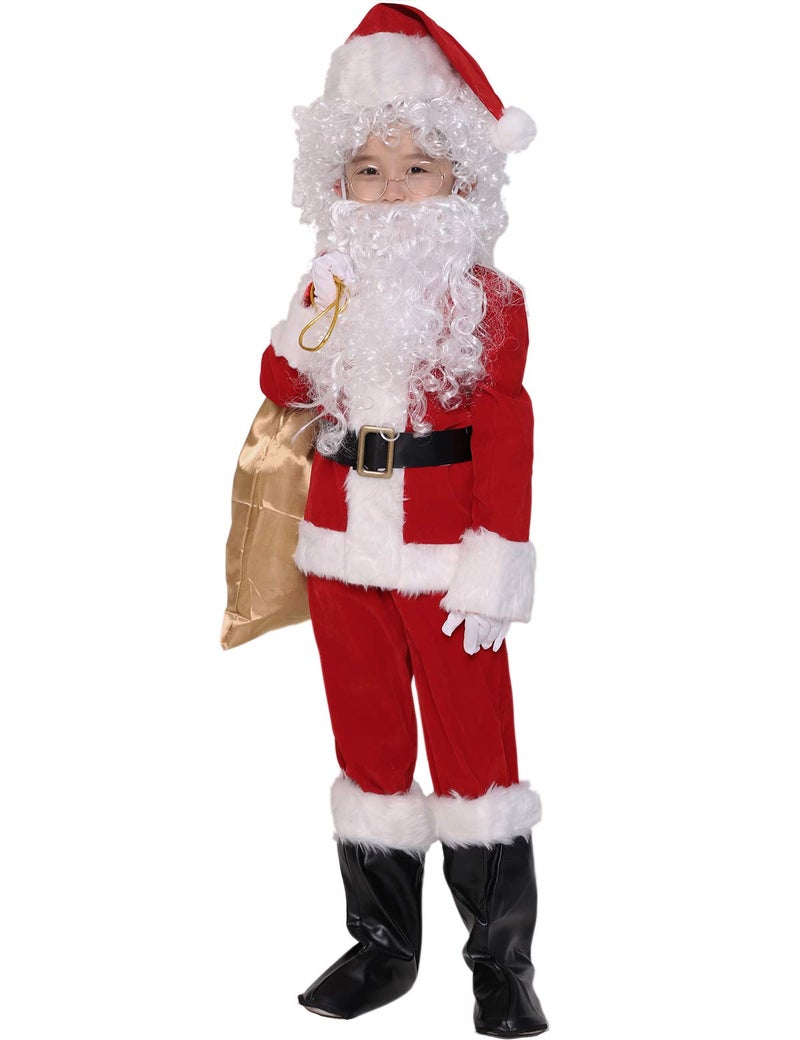 ADOMI Children's Deluxe Santa Suit 10pc. Christmas Child Santa Claus Kids Halloween Costume Cosplay L - Image 1