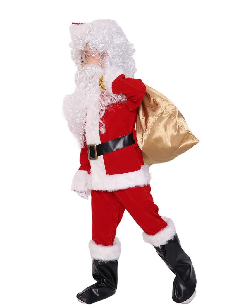 ADOMI Children's Deluxe Santa Suit 10pc. Christmas Child Santa Claus Kids Halloween Costume Cosplay L - Image 3