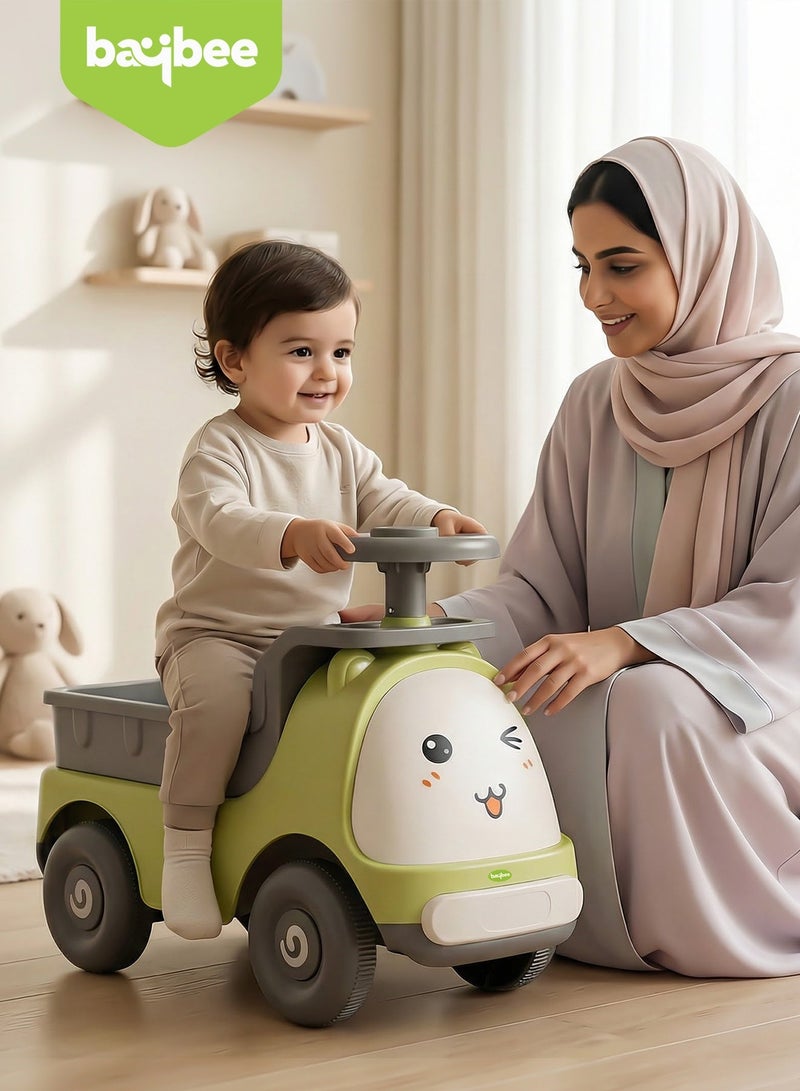 BAYBEE Snuggo Baby Ride on Car for Kids, Childrens Ride on Baby Car with Light, Music, and Storage Space | Kids Push Car for Baby | Children Car Push Ride on Car for Kids Toddlers 1 to 3 Years Boy Girl Green - Image 2