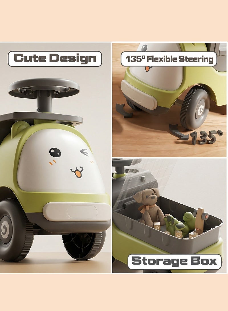 BAYBEE Snuggo Baby Ride on Car for Kids, Childrens Ride on Baby Car with Light, Music, and Storage Space | Kids Push Car for Baby | Children Car Push Ride on Car for Kids Toddlers 1 to 3 Years Boy Girl Green - Image 3