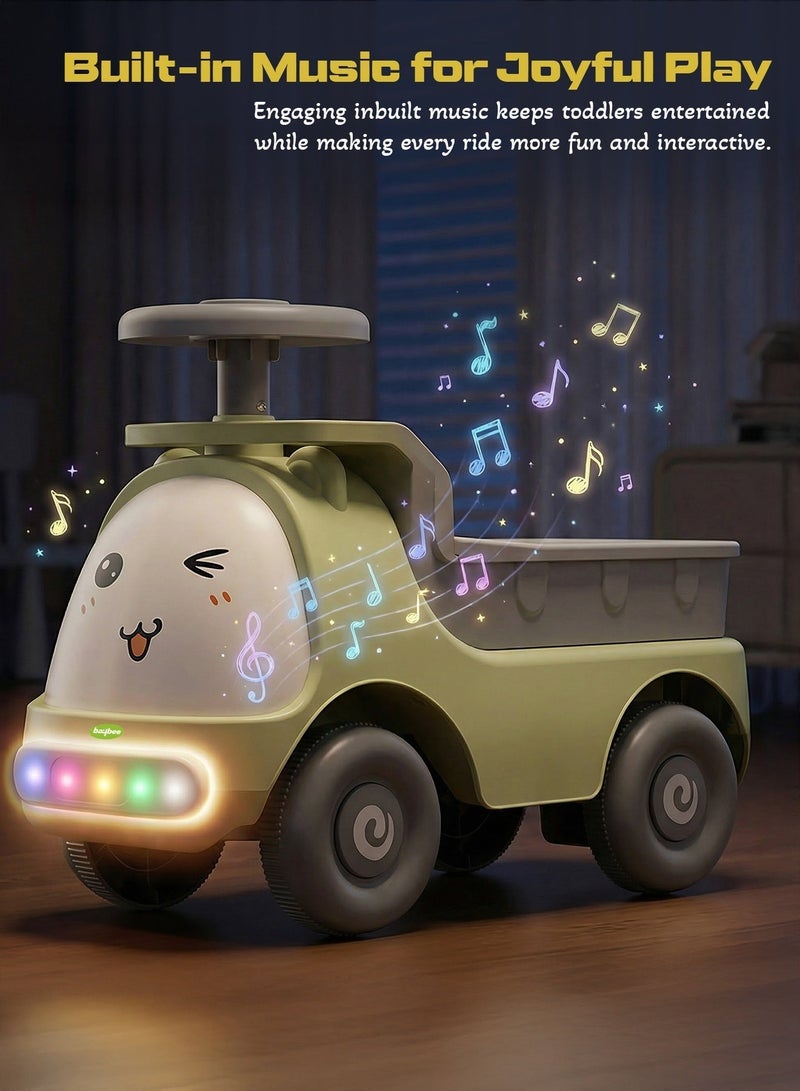 BAYBEE Snuggo Baby Ride on Car for Kids, Childrens Ride on Baby Car with Light, Music, and Storage Space | Kids Push Car for Baby | Children Car Push Ride on Car for Kids Toddlers 1 to 3 Years Boy Girl Green - Image 4