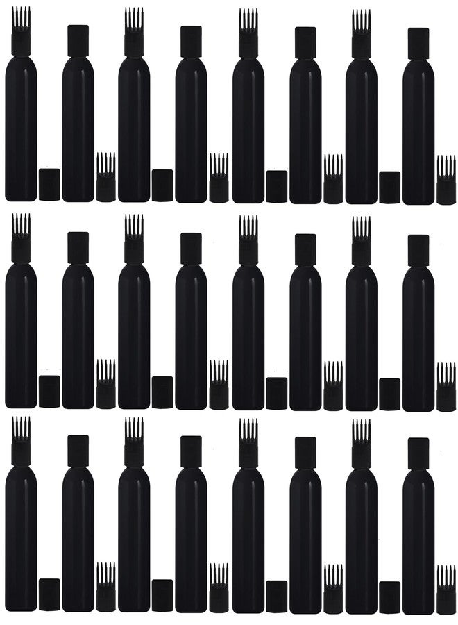 MADHYA Hair Root Applicator Bottle For Applying Hair Oil Shampoo and Medicine, Oil Applicator Bottle For Scalp and Body, 100ml Applicator Hair Root Bottle, Black Bottle Black Cap, Pack of 24 - Image 1