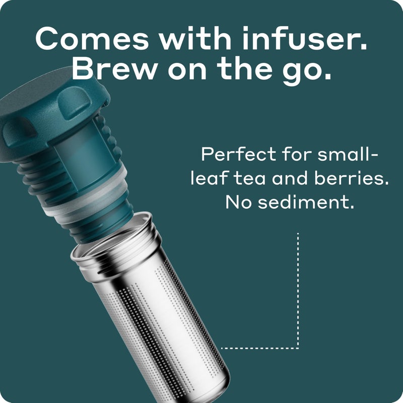 BOBBER 26 oz Stainless Steel Thermo Flask with Removable Tea Infuser â€“ Keeps Hot 28 Hours, Cold 42 Hours â€“ BPA-Free, Dishwasher Safe Vacuum Insulated Water Bottle (Deep Teal) - Image 4
