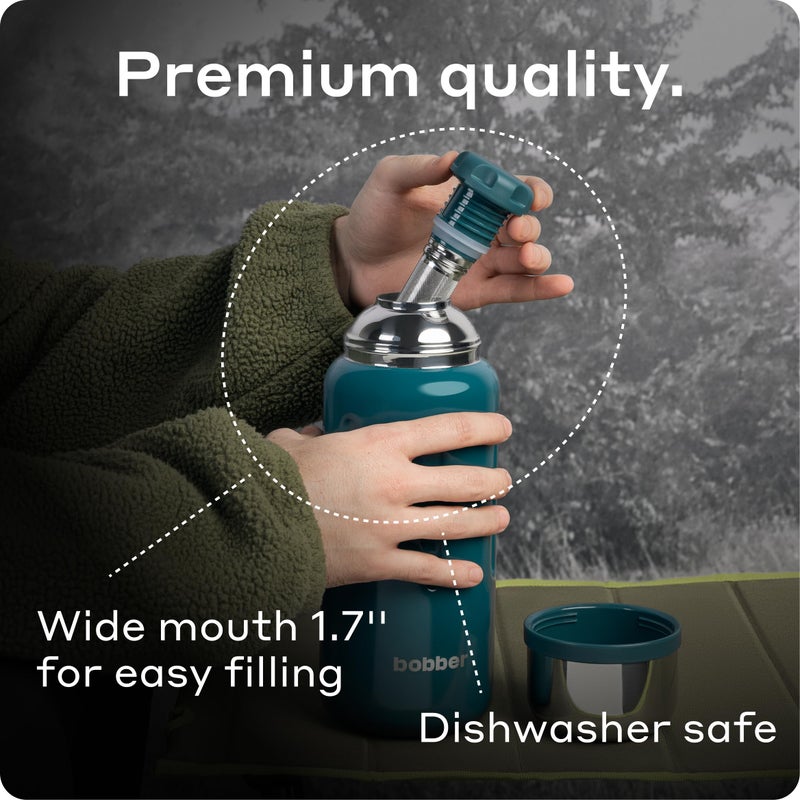 BOBBER 26 oz Stainless Steel Thermo Flask with Removable Tea Infuser â€“ Keeps Hot 28 Hours, Cold 42 Hours â€“ BPA-Free, Dishwasher Safe Vacuum Insulated Water Bottle (Deep Teal) - Image 5
