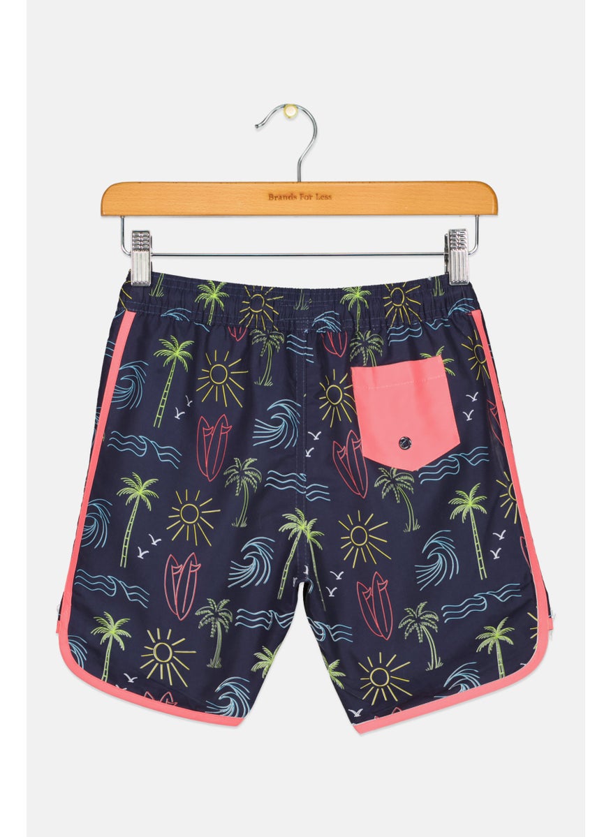 Andy & Evan Kids Boy Allover Print Swimwear Shorts, Multicolor  - Image 2