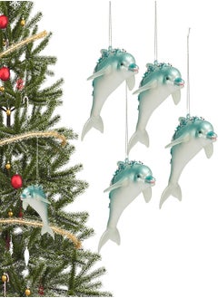 Glass Dolphin Ornament - Bright Christmas Dolphins Ornaments - Luminous Blue Christmas Tree Decor Sea And Greetings Christmas Decor Stocking Stuffers