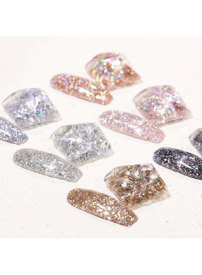 GAOY Chrome Platinum Glitter Nail Polish Set, 6 Colors Including Sparkly Shiny UV LED Soak Off Black Silver Pink Gel Polish Kit Home DIY Manicure Nail Salon Varnish - Image 2