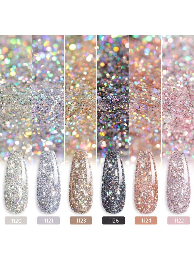 GAOY Chrome Platinum Glitter Nail Polish Set, 6 Colors Including Sparkly Shiny UV LED Soak Off Black Silver Pink Gel Polish Kit Home DIY Manicure Nail Salon Varnish - Image 4