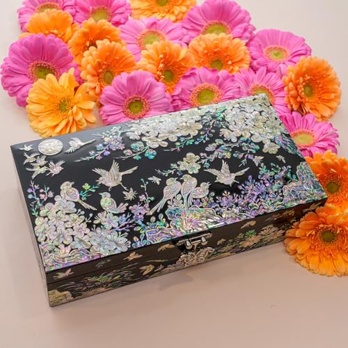 February Mountain Mother of Pearl Jewelry Box with Removable Ring Tray Gifts for Women Birthday Wedding Christmas - Image 3