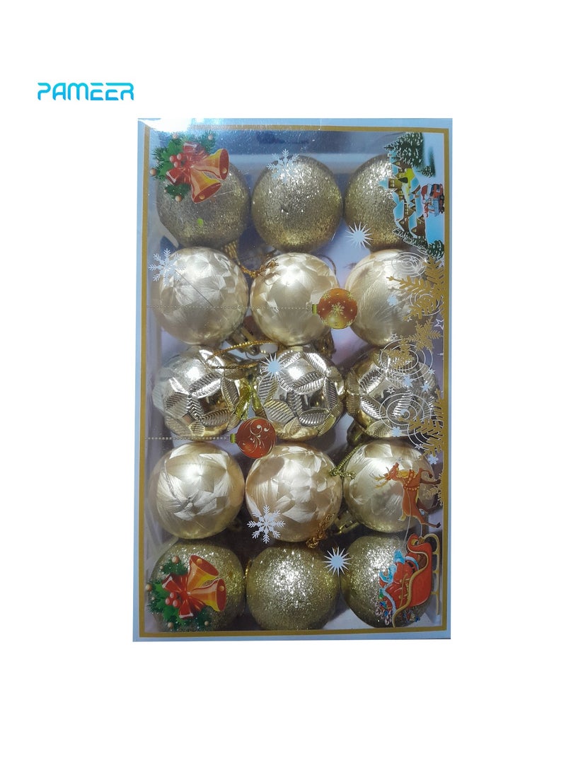 PAMEER 15-Pack Christmas Ball Ornaments with Strings, 1.5 inch Shatterproof Christmas Tree Baubles Balls with String, Ornaments Set Decorations for Xmas Tree, Holiday, Easter, Wedding Party, Christmas.  - Image 1