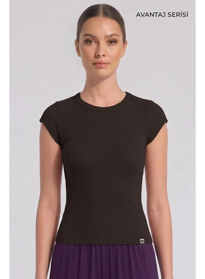 Aytuğ Egyptian Women's Kaşkorse Sleeveless T-Shirt Brown.