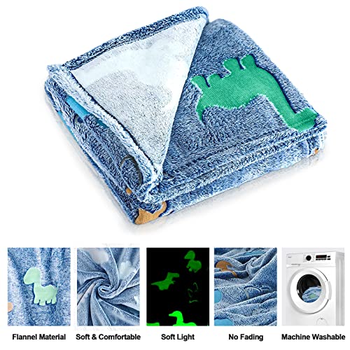 TEHALK Personalized Dinosaur Blanket for Boys - Glow in The Dark, Soft Fleece Throw for Kids and Toddlers, 60 Inches - Image 4