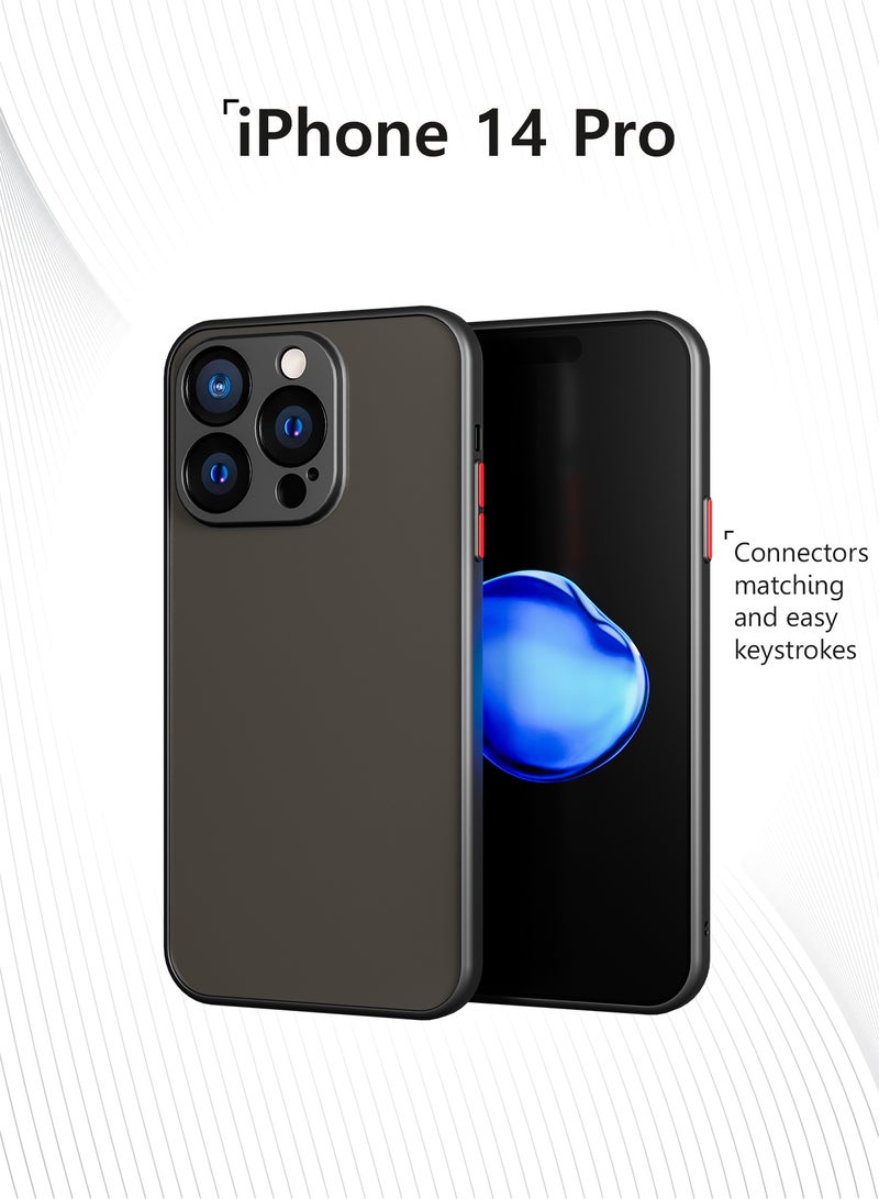 MOBILIUS Matte Case Designed for iPhone 14 Pro (6.1 inch), Military-Grade Drop Protection, Scratch Resistant, Frosted Translucent Back Phone Cover, Black - Image 2
