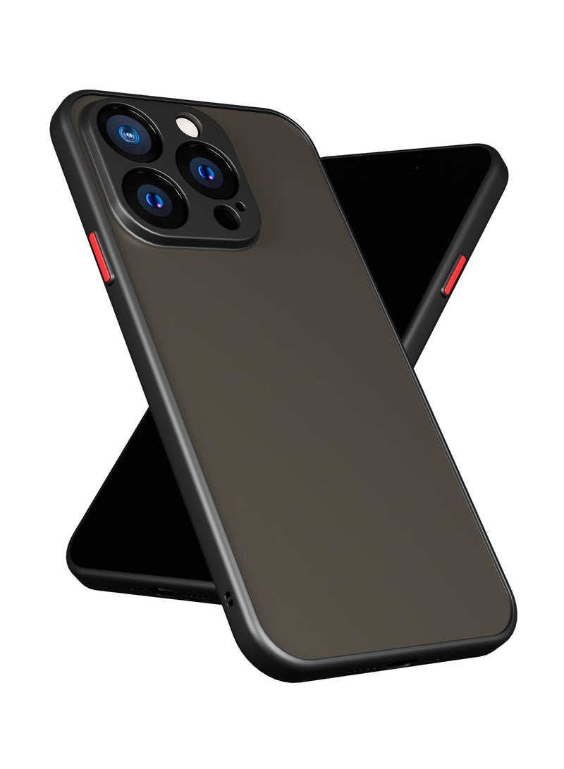 MOBILIUS Matte Case Designed for iPhone 14 Pro (6.1 inch), Military-Grade Drop Protection, Scratch Resistant, Frosted Translucent Back Phone Cover, Black - Image 1