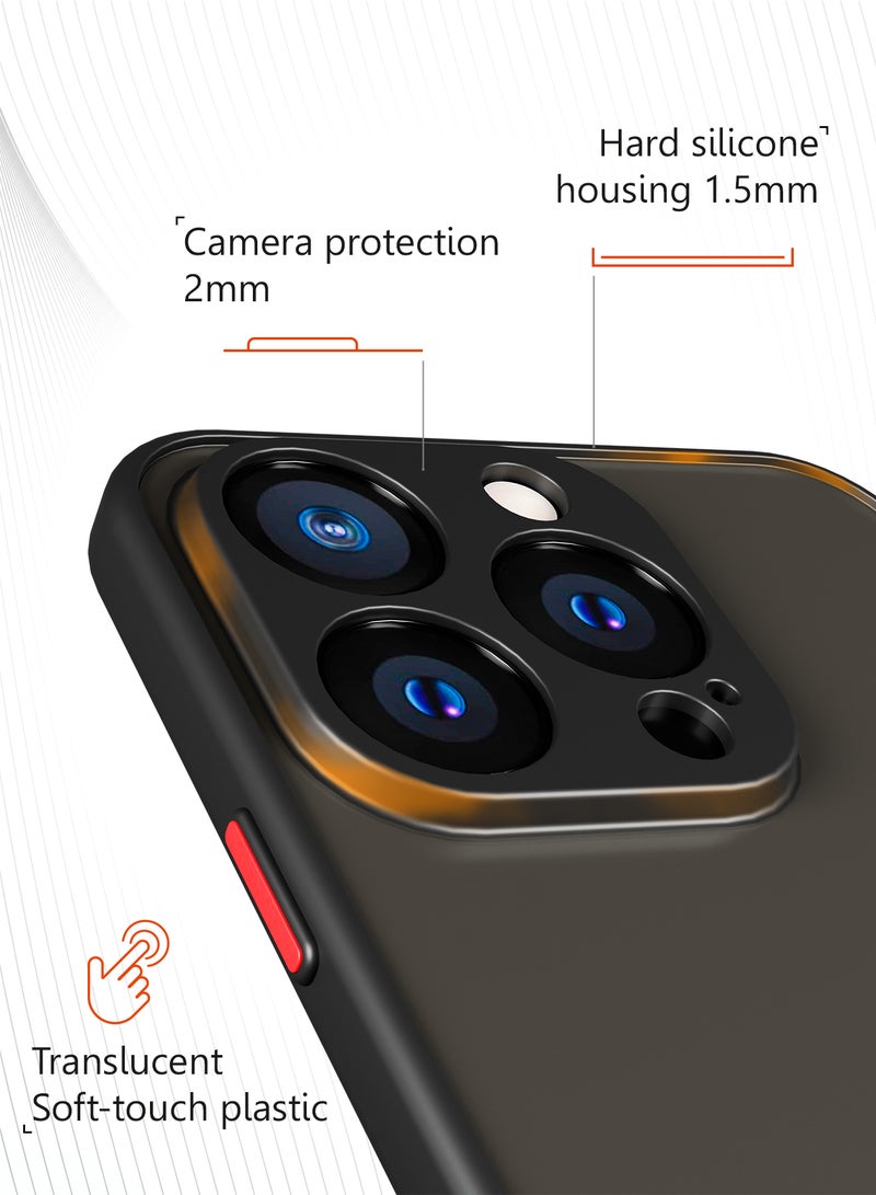 MOBILIUS Matte Case Designed for iPhone 14 Pro (6.1 inch), Military-Grade Drop Protection, Scratch Resistant, Frosted Translucent Back Phone Cover, Black - Image 3