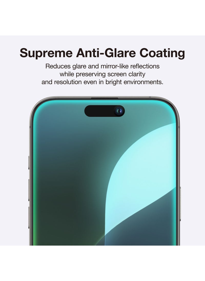 AMAZINGthing Anti Glare Supreme Glass for iPhone 16 PRO Screen Protector Tempered Glass with Titan Shield Dust Proof Filter and Easy Install Tray - [Matte 2.75D]  - Image 3