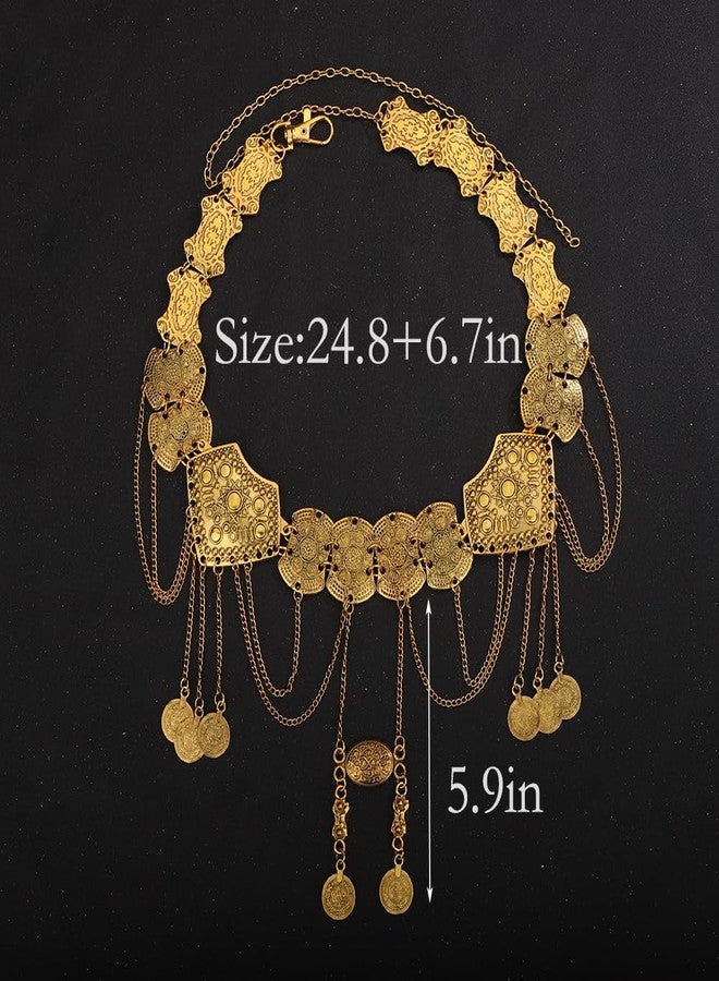 Wiwpar Women Gold Waist Chain Belt Coin Pendent Tassel Long Belt Body Belly Jewelry for Dresses Jeans Summer Beach Body Waist Chain Jewelry for Ladies (Gold) - Image 5