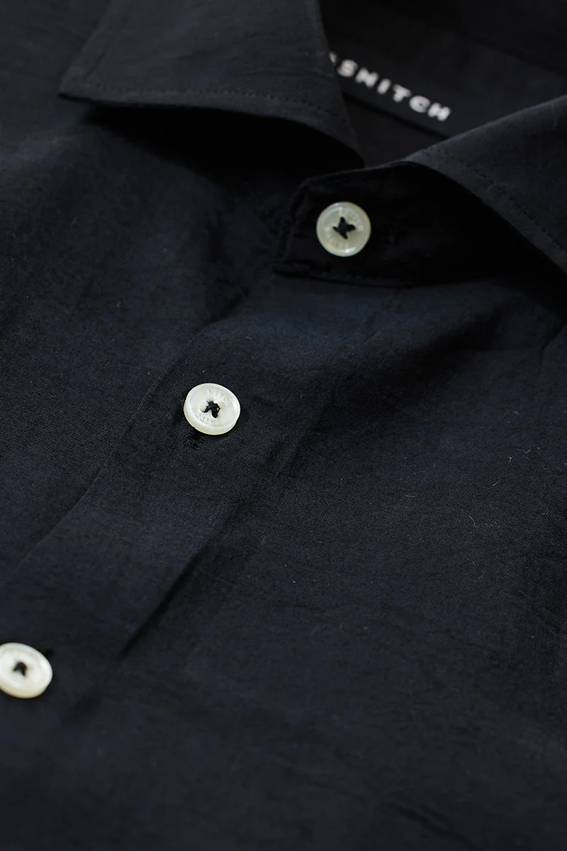 SNITCH Black Plain Slim Fit Shirt