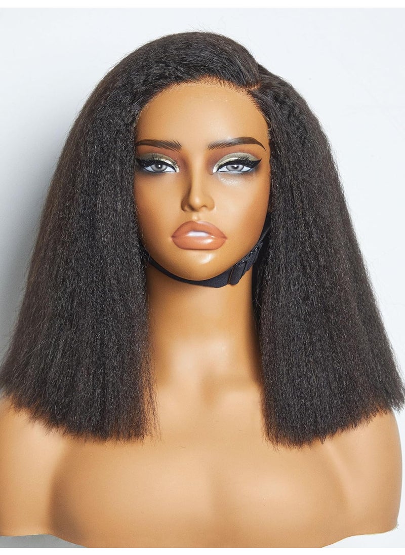 LUVME HAIR - LUVME HAIR Kinky Bob Lace Front Bob Wig 12 Inch Short Kinky Straight Human Hair Wig Glueless - Image 1