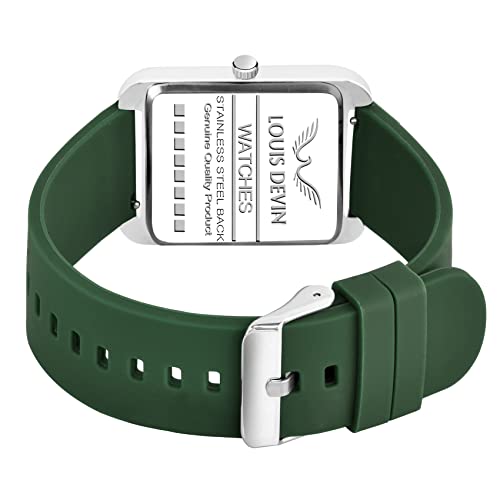 LOUIS DEVIN Green Silicone Strap Analog Wrist Watch for Men (Green Dial) | LD-G057SLC-GRN - Image 3
