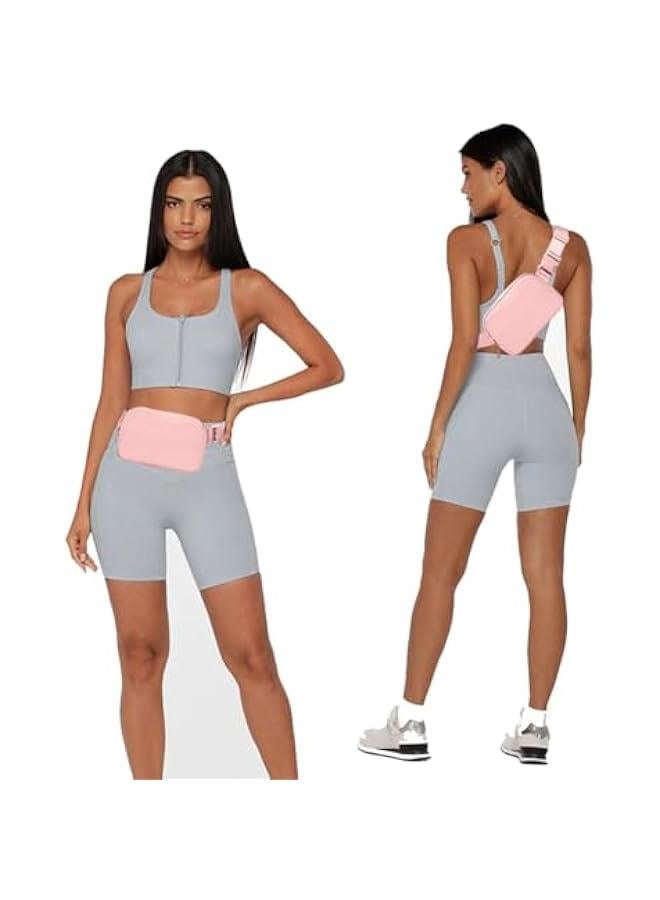 هوكور TRASSLE Fanny Belt Bag Waist Pack Crossbody Bags Bum Bag for Running Hiking Travel Workout Adjustable Strap for Women (Pink)  - Image 2