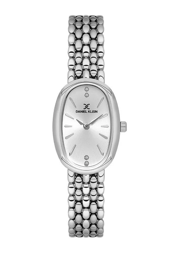 DANIEL KLEIN Women's Stainless Steel Silver Alloy Case Analog Silver Barrel Sunray Dial Japanese Quartz Premium 30 Meters Water Resistant