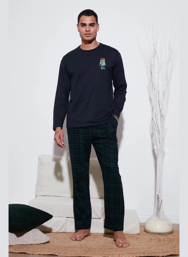 Buratti Plaid Regular Fit High Waist Pocket Crew Neck Pajama Set Men's PAJAMAS SET 6574002