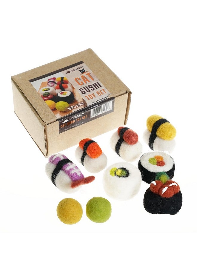 Woolbuddy Cat Toy - Cat Sushi Toy, 8pcs, Wool Cat Toy for Boredom & Stimulating, Cute Interactive Cat Toys for Indoor Cats, Self Play Cat Kitten Toys, Cat Chew Toy, Cat Enrichment Without Catnip - Image 1