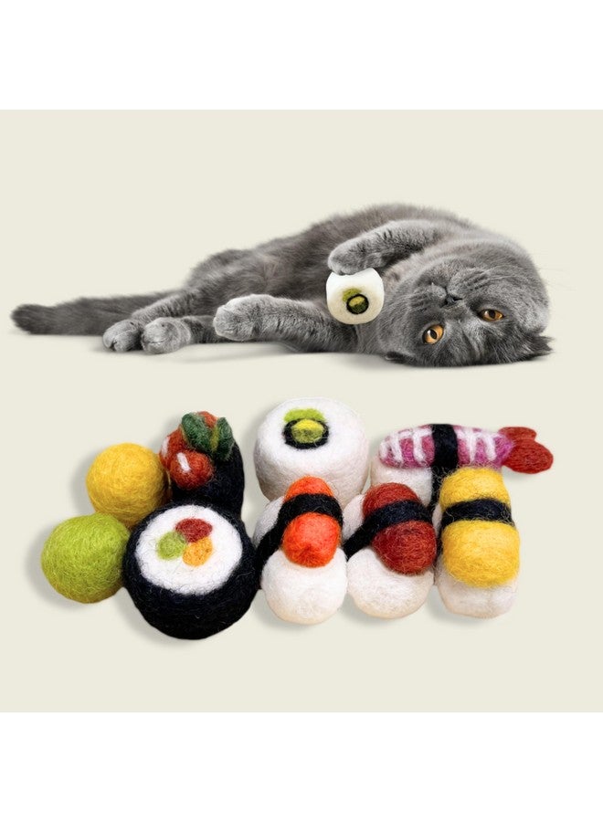 Woolbuddy Cat Toy - Cat Sushi Toy, 8pcs, Wool Cat Toy for Boredom & Stimulating, Cute Interactive Cat Toys for Indoor Cats, Self Play Cat Kitten Toys, Cat Chew Toy, Cat Enrichment Without Catnip - Image 3