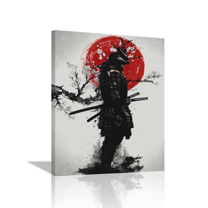 JAPANESE SAMURAI WALL ART ARMORED SAMURAI PAINTING CANVAS PRINTS BUSHIDO INSPIRATIONAL POSTER MODERN HOME DECOR FRAMED FOR BEDROOM LIVING ROOM OFFICE