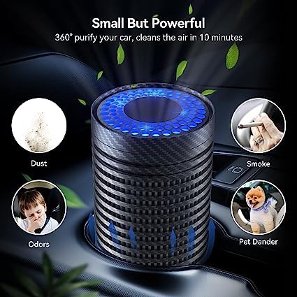 Dhadh Car Air Purifier Ionizer with True H13 HEPA Filter USB Quiet Desktop Air Purifiers for BedroomCar Small Room Pets - Image 4