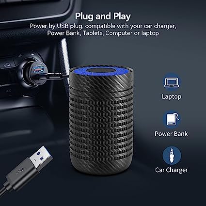 Dhadh Car Air Purifier Ionizer with True H13 HEPA Filter USB Quiet Desktop Air Purifiers for BedroomCar Small Room Pets - Image 5