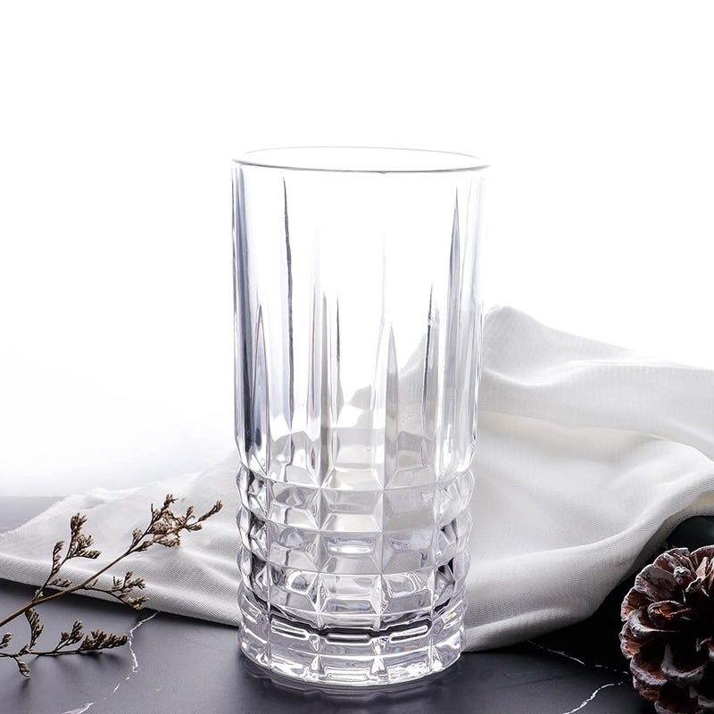 MORGHULIS Highball Drinking Glass Clear Heavy Base Tall Bar Glass Crystal Tall Highball Glass Beautifully Designed Drinking Tumblers for WaterJuiceWineBeer and Cocktails Set of 6 - Image 1