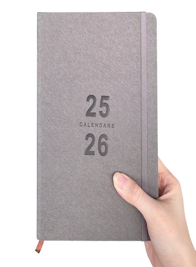 Benkaim Daily Planner 2025-2026, Academic Planner 2025-2026 Weekly and Monthly Planner, Calendar Book with Hourly Schedule 8.5"x5.8", July 2025 to June 2026, Faux Leather Cover (Grey) - Image 1