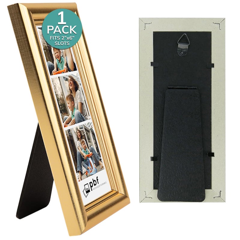 PBF Photo Booth 2x6 Strip Frame With Stand Premium Designer Photobooth Picture Frame Gold