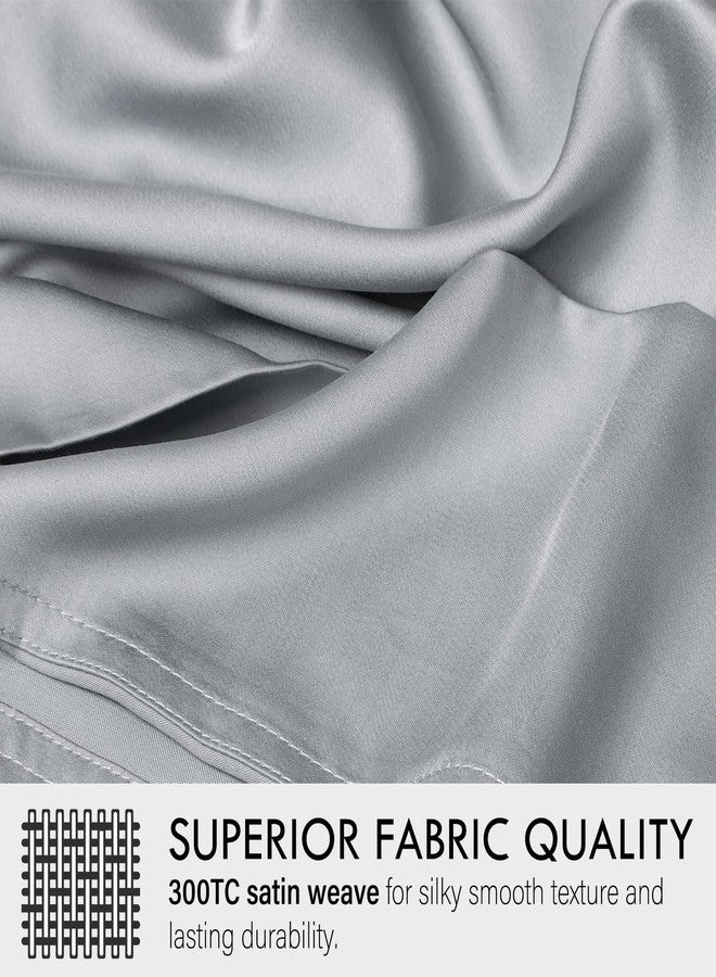 Cleva Sheets Queen Bed Sheet Set, 100% Rayon derived from Bamboo, Luxuriously Soft, Cooling, Double Stitching, 16" Deep Pockets (Queen, Silver) - Image 3